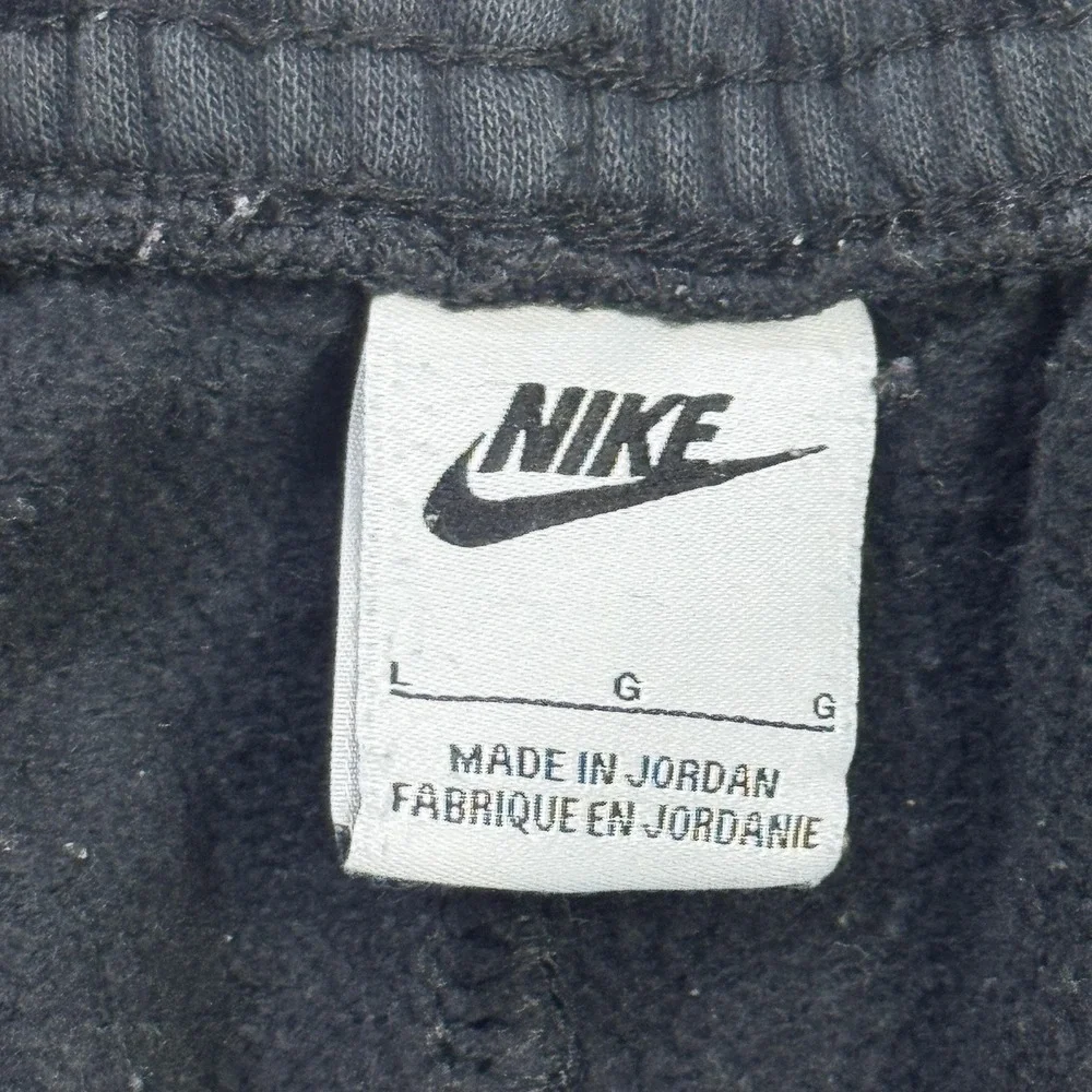 Nike Jogger Pants Mens Large Black Fleece Drawstring Pockets Ribbed Tapered